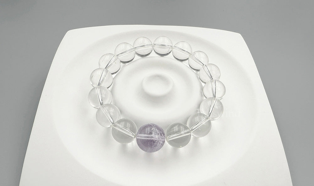 Harmony Crystal Bracelet – Clear Quartz & Rose Quartz · Soft Pink & Clear
