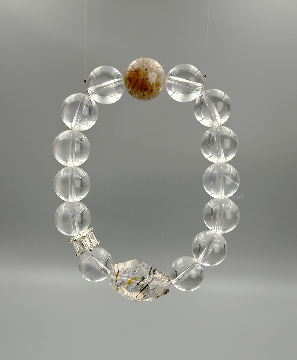 Grounded Light Bracelet – Clear Quartz, Petrified Wood & Rutilated Quartz · Earthy Contrast