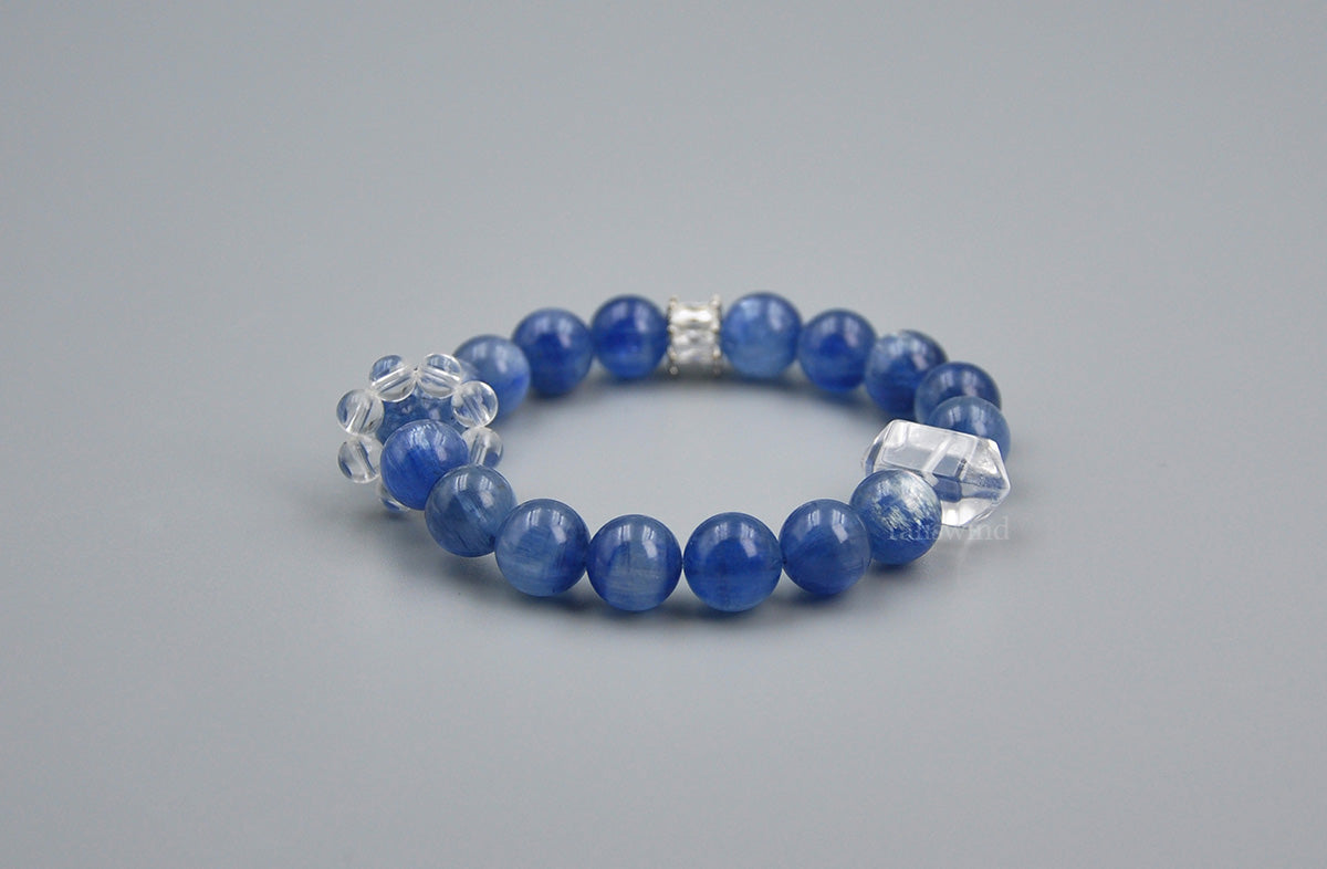 Clarity & Alignment Bracelet – Kyanite with Clear Quartz Ring & Double-Terminated Point