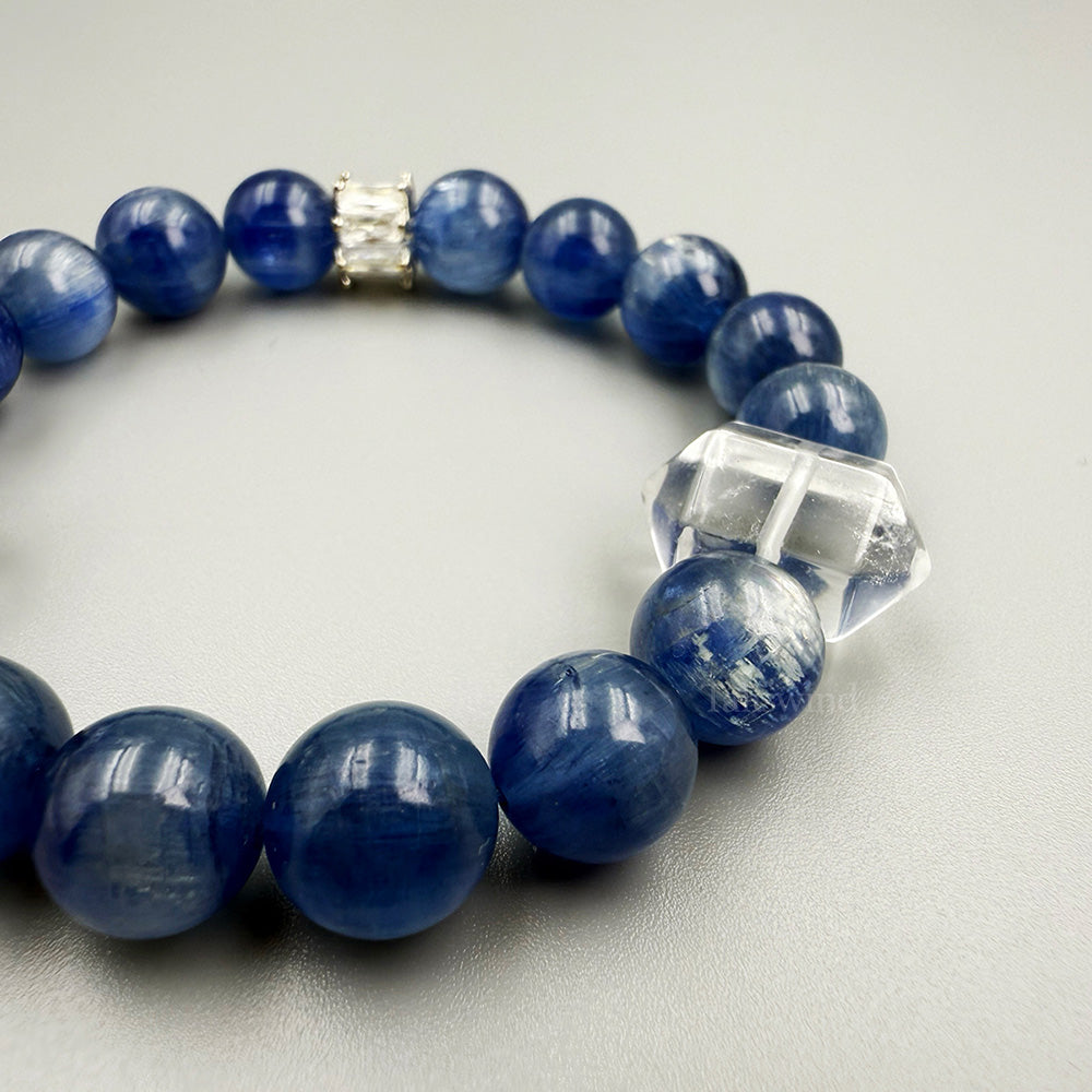 Clarity & Alignment Bracelet – Kyanite with Clear Quartz Ring & Double-Terminated Point