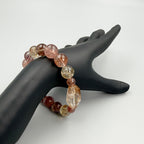 Radiant Weave Bracelet– Red Rutilated Quartz, Super Seven & Strawberry Quartz · Textured Pink & Gold