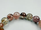Radiant Weave Bracelet– Red Rutilated Quartz, Super Seven & Strawberry Quartz · Textured Pink & Gold