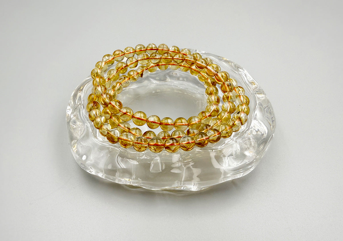 【Best Seller】Triple Wrap Yellow Quartz Bracelet – 6mm Beads for Radiance, Clarity & Abundance