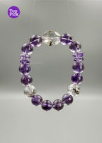 Mystic Clarity Bracelet – Chevron Amethyst, Garden Quartz & Rutilated Quartz · Purple & Green Palette