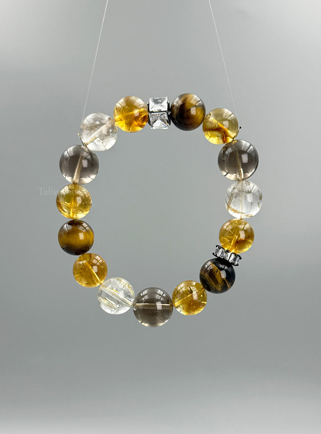 Earthlight Harmony Bracelet – Yellow Quartz, Smoky Quartz, Tiger's Eye & Rutilated Quartz
