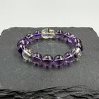 Mystic Clarity Bracelet – Chevron Amethyst, Garden Quartz & Rutilated Quartz · Purple & Green Palette