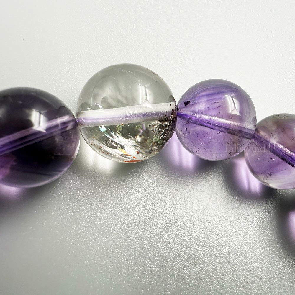 【Top Pick】Mystic Clarity: Chevron Amethyst, Garden Quartz & Rutilated Quartz Bracelet Awaken Your Inner Vision & Grounded Peace