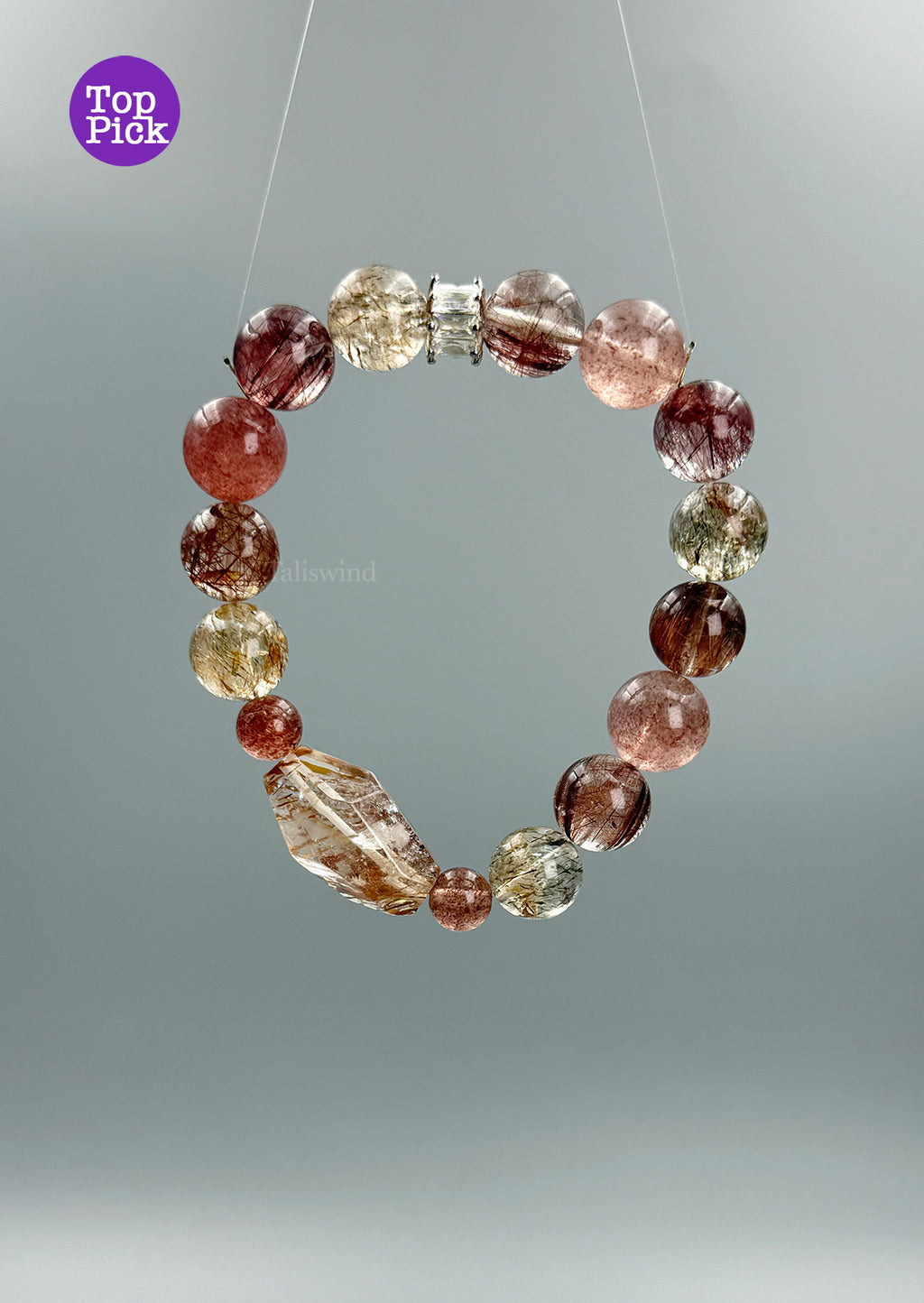 Radiant Weave Bracelet– Red Rutilated Quartz, Super Seven & Strawberry Quartz · Textured Pink & Gold
