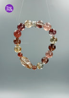 Radiant Weave Bracelet– Red Rutilated Quartz, Super Seven & Strawberry Quartz · Textured Pink & Gold