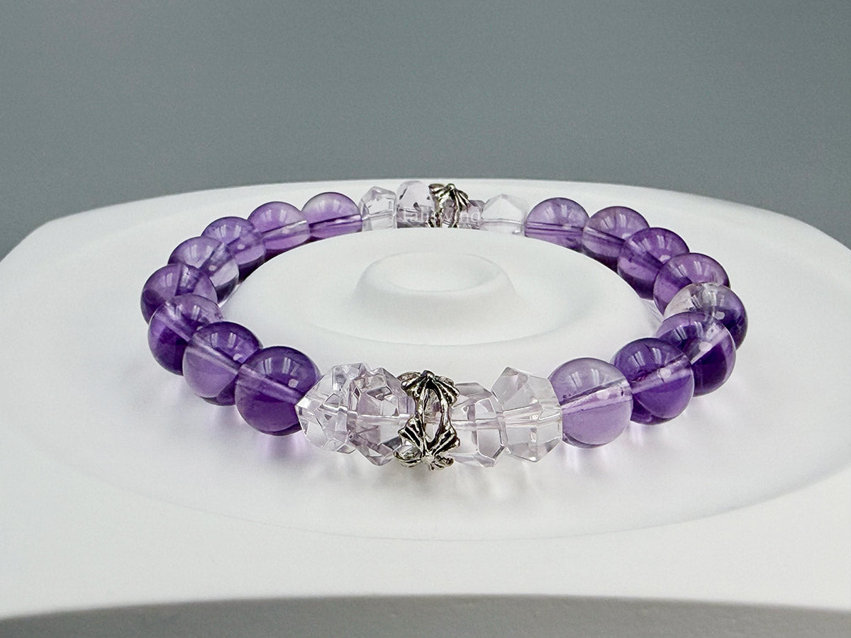 Violet Grace Bracelet – Amethyst with Clear Quartz Accents