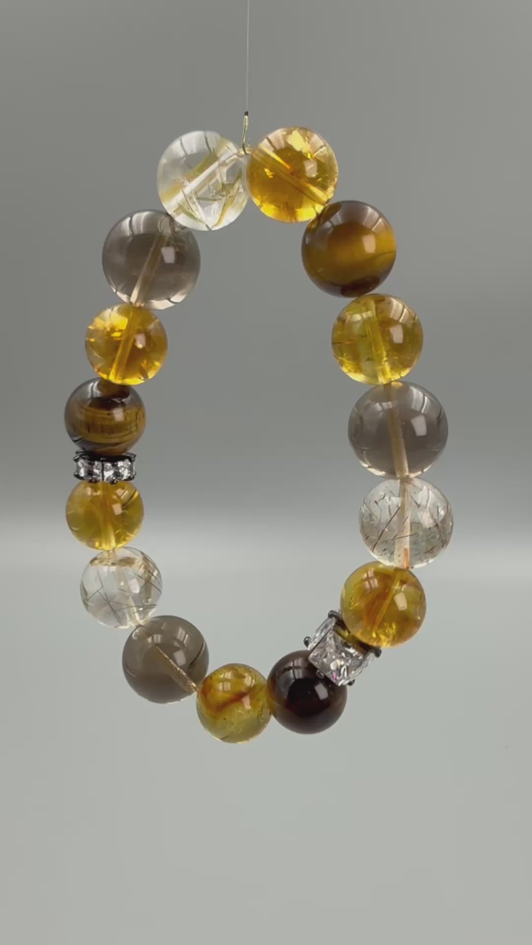 Earthlight Harmony Bracelet – Yellow Quartz, Smoky Quartz, Tiger's Eye & Rutilated Quartz